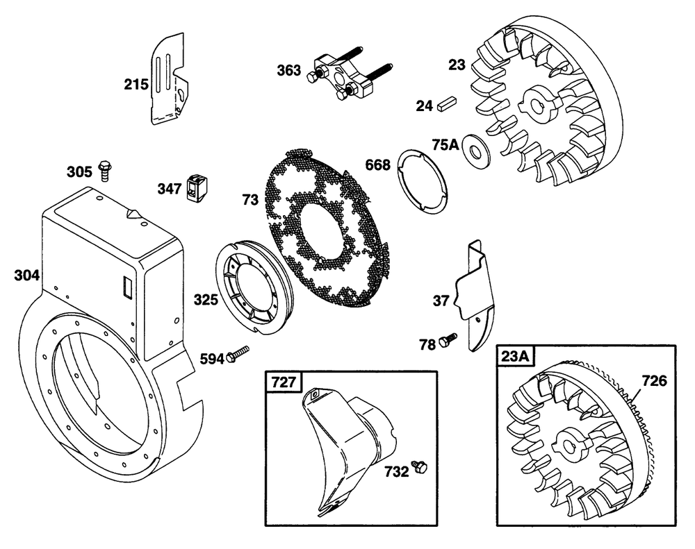 Blower Hsg, Flywheel,screens Diagram and Parts List for 226432-0057-XX  Briggs and Stratton Engine